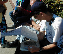 Team statistician Dave McCorquodale pours over the results