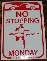 Boston Marathon no parking sign